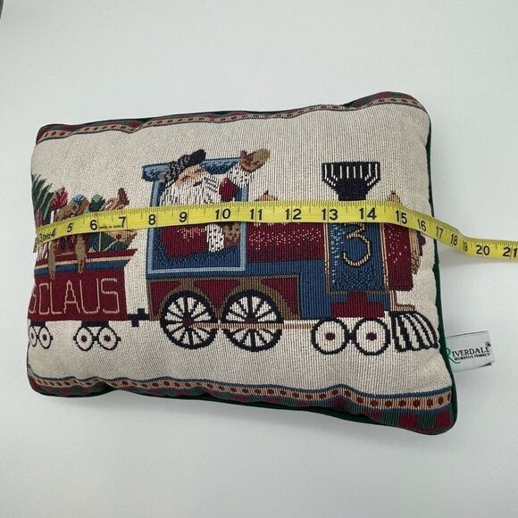 Santa Claus Train Pillow Riverdale Decorative Holiday Throw Multicolor Christmas - Picture 5 of 9